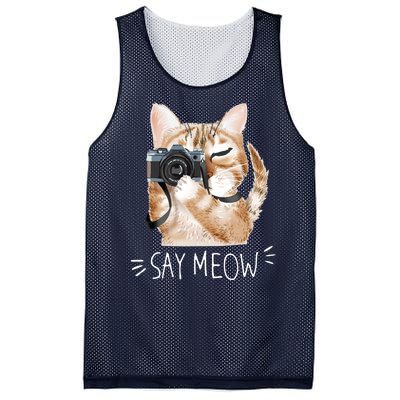 Say Meow Cute Cat Picture Mesh Reversible Basketball Jersey Tank