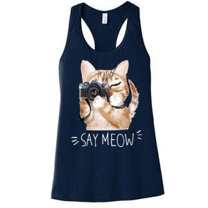 Say Meow Cute Cat Picture Women's Racerback Tank