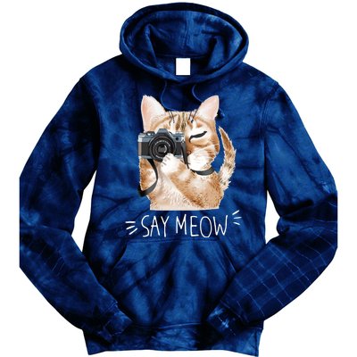 Say Meow Cute Cat Picture Tie Dye Hoodie