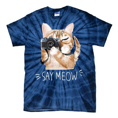 Say Meow Cute Cat Picture Tie-Dye T-Shirt