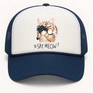 Say Meow Cute Cat Picture Trucker Hat