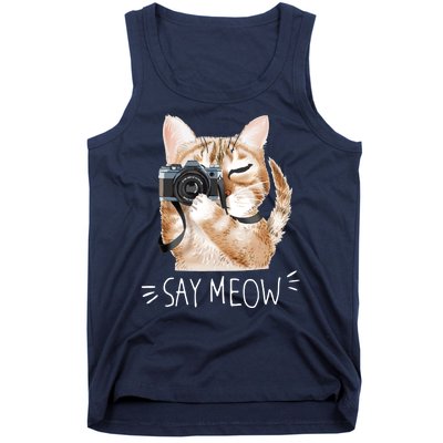 Say Meow Cute Cat Picture Tank Top