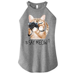 Say Meow Cute Cat Picture Women's Perfect Tri Rocker Tank