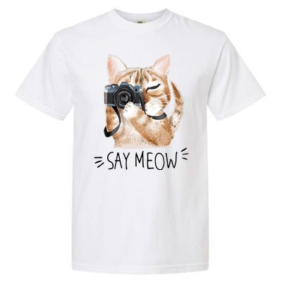 Say Meow Cute Cat Picture Garment-Dyed Heavyweight T-Shirt