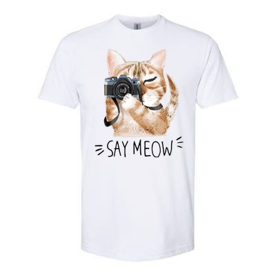 Say Meow Cute Cat Picture Softstyle CVC T-Shirt