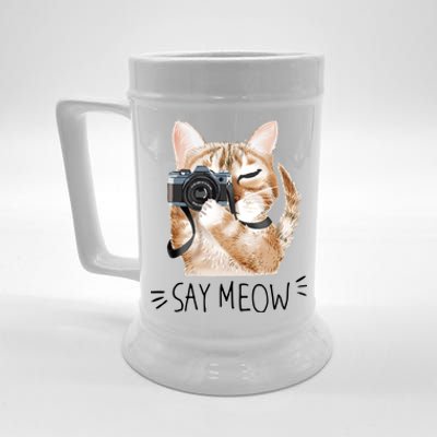 Say Meow Cute Cat Picture Beer Stein