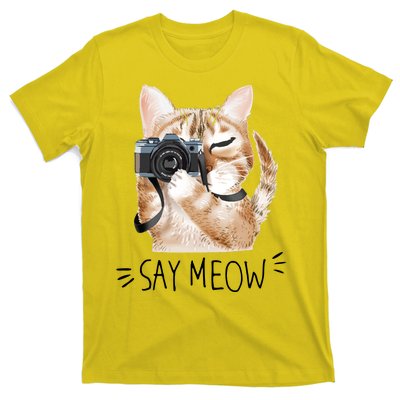 Say Meow Cute Cat Picture T-Shirt