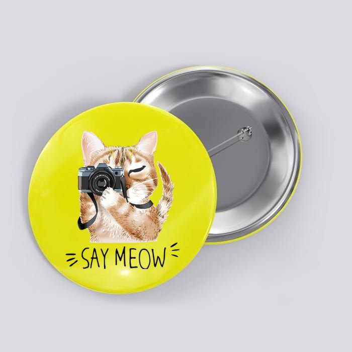 Say Meow Cute Cat Picture Button