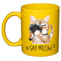 Say Meow Cute Cat Picture 11oz C Handle Ceramic Mug