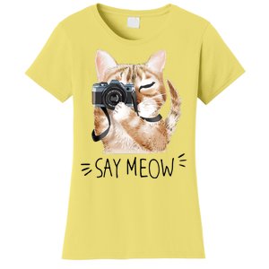 Say Meow Cute Cat Picture Women's T-Shirt