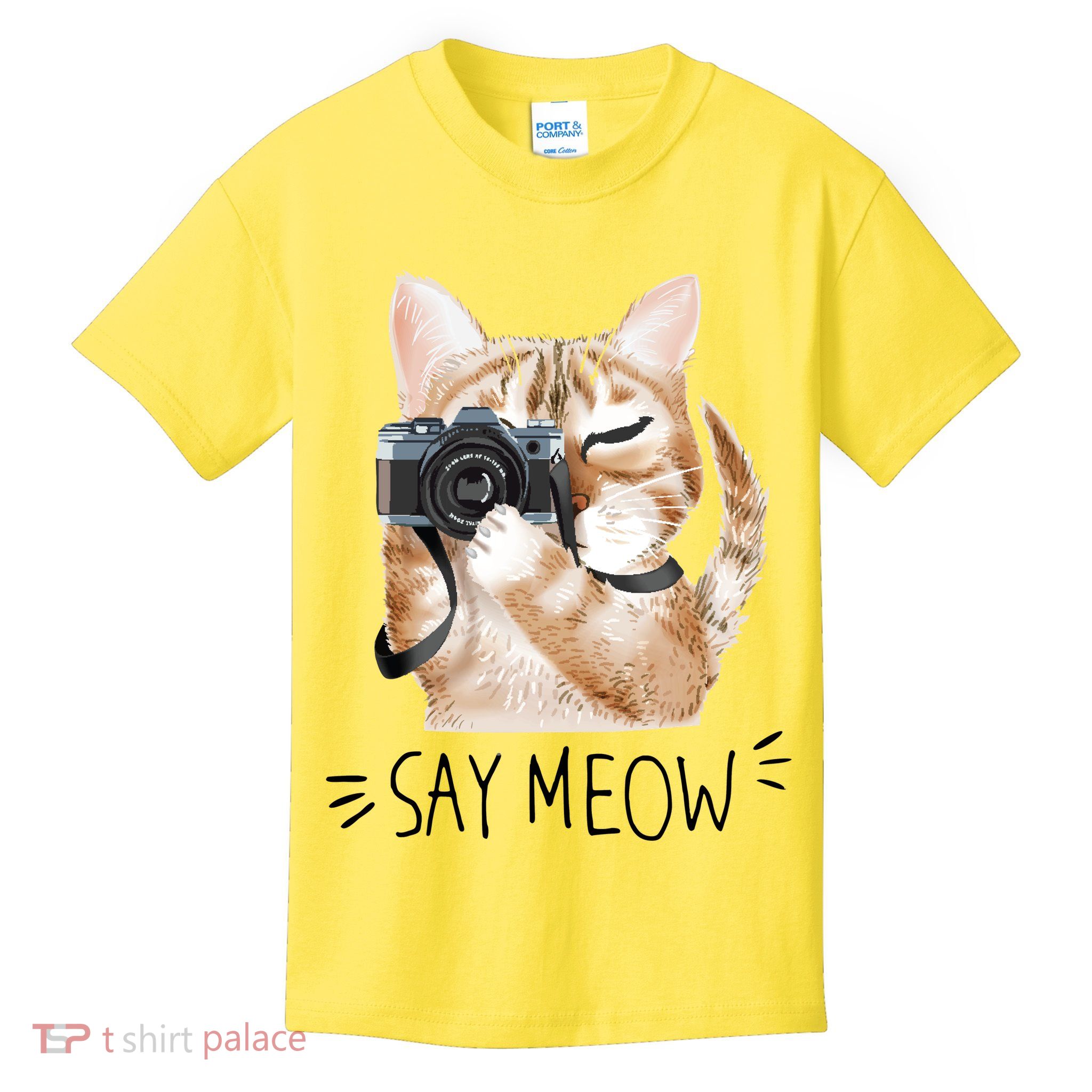 Say Meow Cute Cat Picture Kids T-Shirt