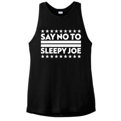 Say No To Sleepy Joe Pro-Trump Ladies PosiCharge Tri-Blend Wicking Tank