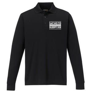 Say No To Sleepy Joe Pro-Trump Performance Long Sleeve Polo