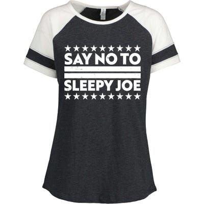 Say No To Sleepy Joe Pro-Trump Enza Ladies Jersey Colorblock Tee