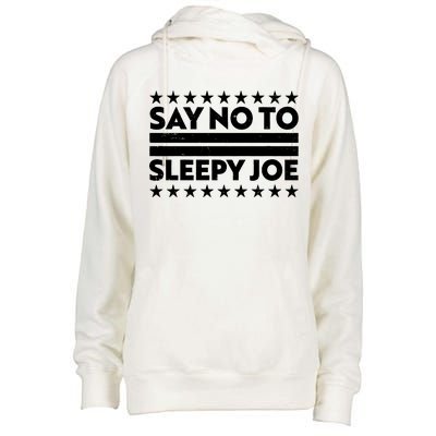 Say No To Sleepy Joe Pro-Trump Womens Funnel Neck Pullover Hood