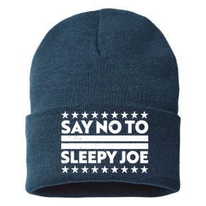 Say No To Sleepy Joe Pro-Trump Sustainable Knit Beanie