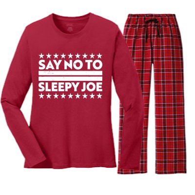 Say No To Sleepy Joe Pro-Trump Women's Long Sleeve Flannel Pajama Set 