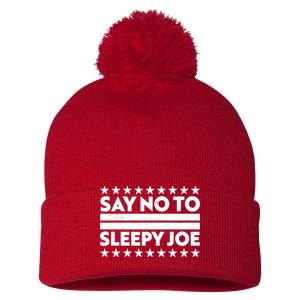 Say No To Sleepy Joe Pro-Trump Pom Pom 12in Knit Beanie