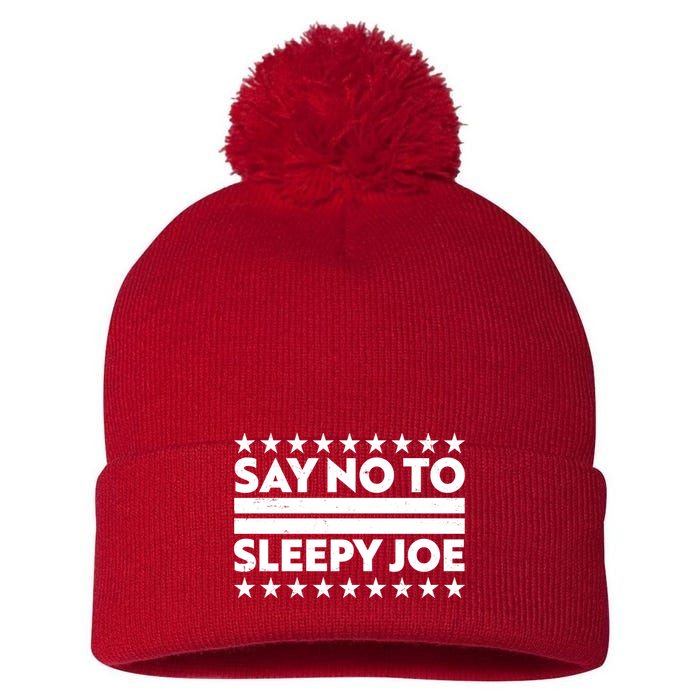 Say No To Sleepy Joe Pro-Trump Pom Pom 12in Knit Beanie