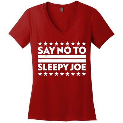 Say No To Sleepy Joe Pro-Trump Women's V-Neck T-Shirt