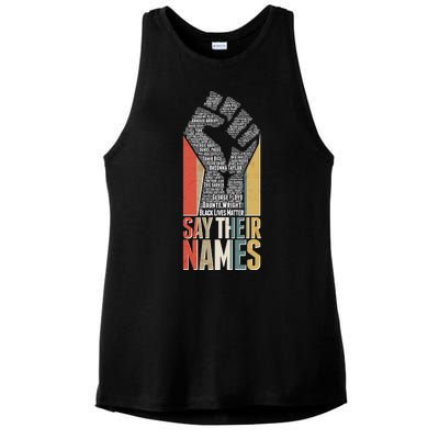 Say Their Names Black Lives Matter Remembering Victim Names Ladies PosiCharge Tri-Blend Wicking Tank