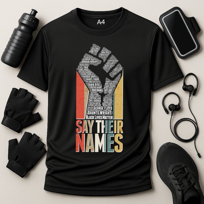 Say Their Names Black Lives Matter Remembering Victim Names Cooling Performance Crew T-Shirt
