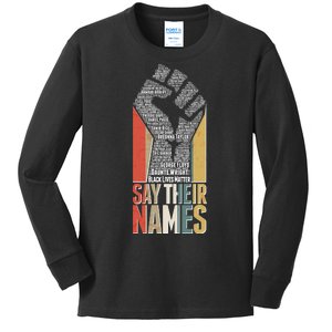 Say Their Names Black Lives Matter Remembering Victim Names Kids Long Sleeve Shirt