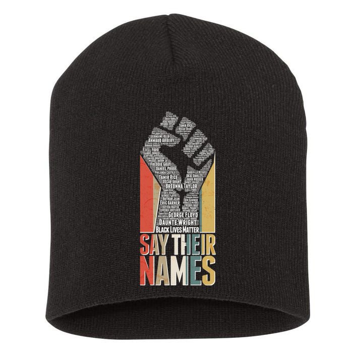 Say Their Names Black Lives Matter Remembering Victim Names Short Acrylic Beanie