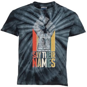 Say Their Names Black Lives Matter Remembering Victim Names Kids Tie-Dye T-Shirt