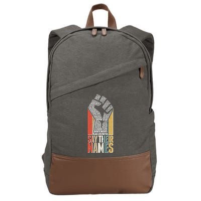 Say Their Names Black Lives Matter Remembering Victim Names Cotton Canvas Backpack
