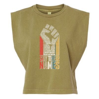 Say Their Names Black Lives Matter Remembering Victim Names Garment-Dyed Women's Muscle Tee