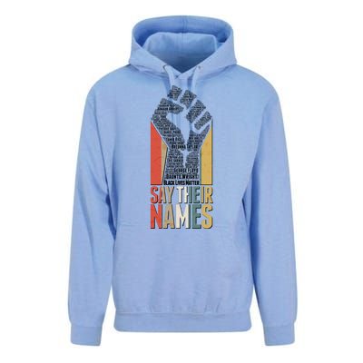 Say Their Names Black Lives Matter Remembering Victim Names Unisex Surf Hoodie