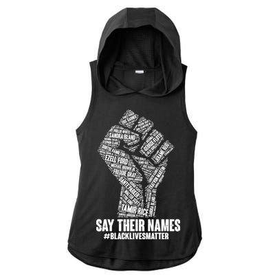 Say Their Names #BLACKLIVESMATTER Ladies PosiCharge Tri-Blend Wicking Draft Hoodie Tank