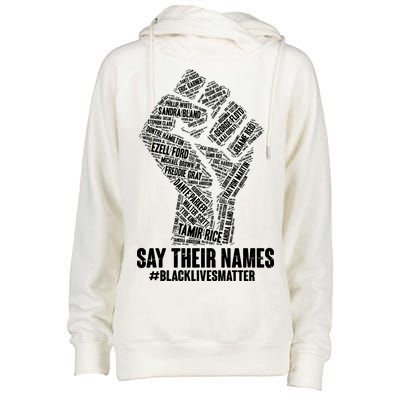 Say Their Names #BLACKLIVESMATTER Womens Funnel Neck Pullover Hood