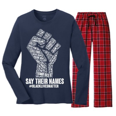 Say Their Names #BLACKLIVESMATTER Women's Long Sleeve Flannel Pajama Set 