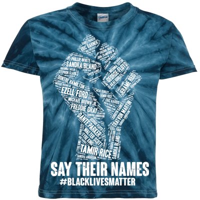 Say Their Names #BLACKLIVESMATTER Kids Tie-Dye T-Shirt