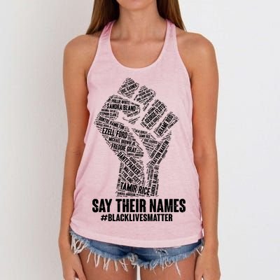 Say Their Names #BLACKLIVESMATTER Women's Knotted Racerback Tank