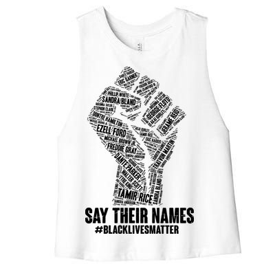 Say Their Names #BLACKLIVESMATTER Women's Racerback Cropped Tank