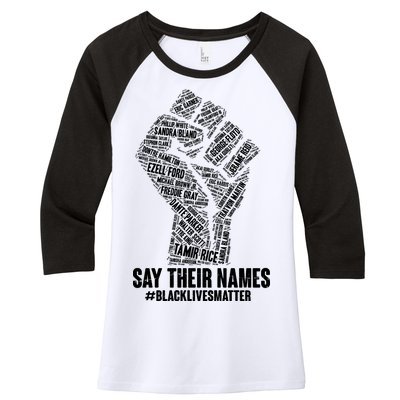 Say Their Names #BLACKLIVESMATTER Women's Tri-Blend 3/4-Sleeve Raglan Shirt