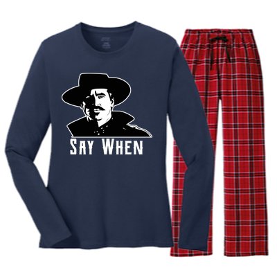 Say When Classic Movie Quote Women's Long Sleeve Flannel Pajama Set 