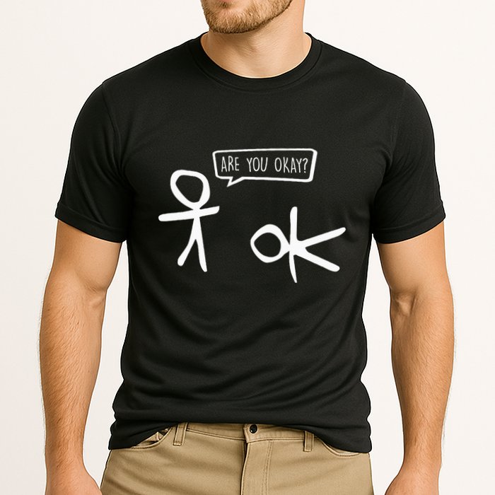 Stickman Are You Ok Cartoon Be Kind Good Help Support Cooling Performance Crew T-Shirt