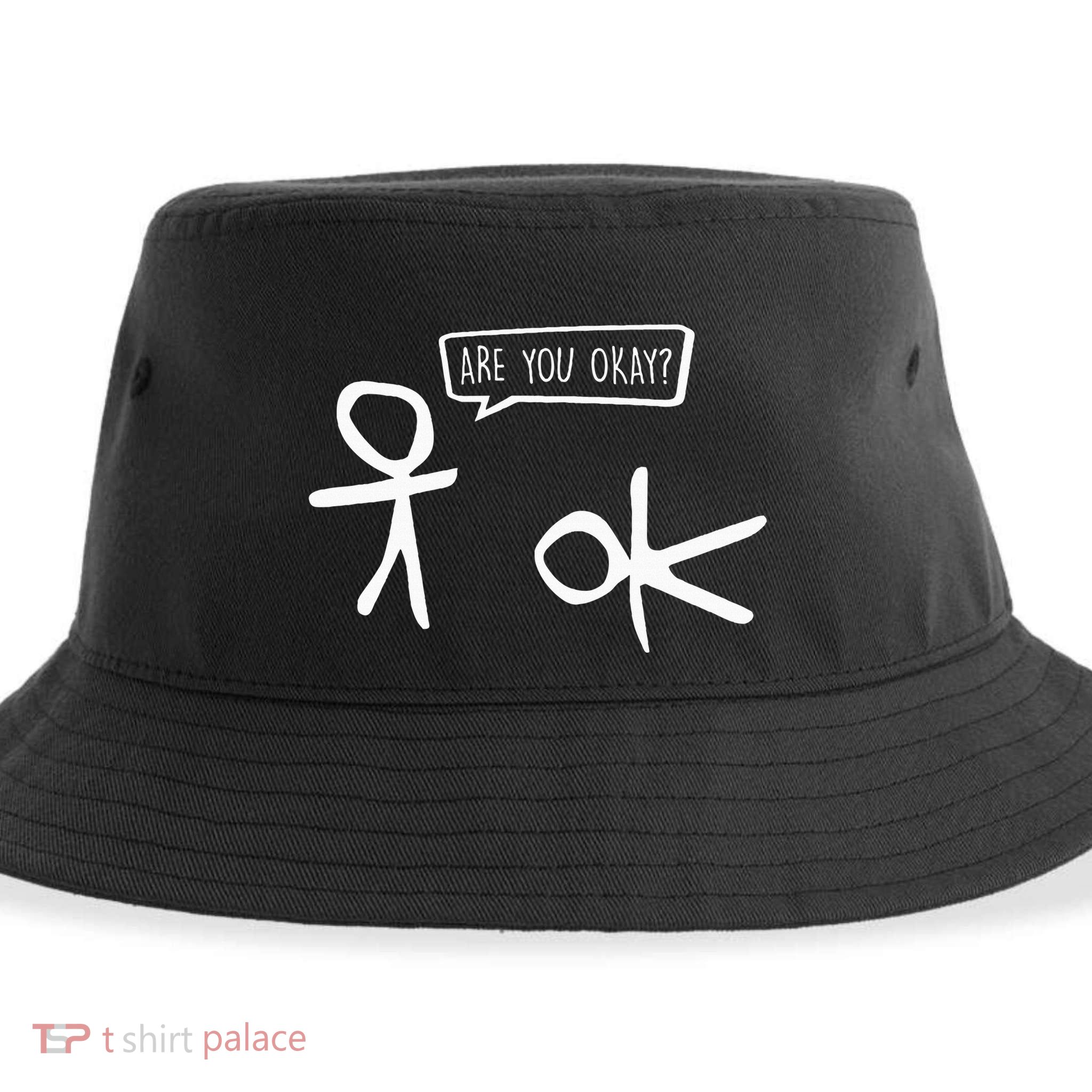 Stickman Are You Ok Cartoon Be Kind Good Help Support Sustainable Bucket Hat