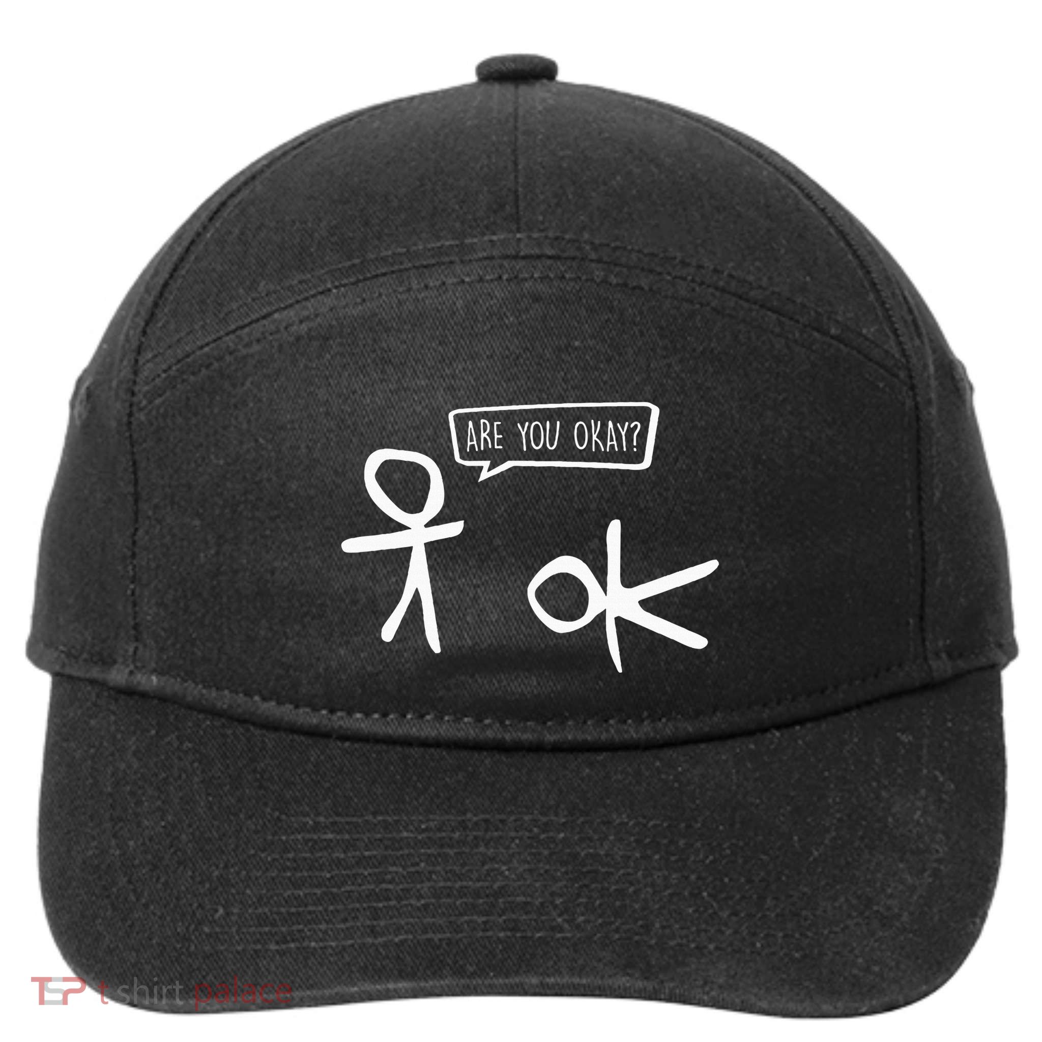 Stickman Are You Ok Cartoon Be Kind Good Help Support 7-Panel Snapback Hat