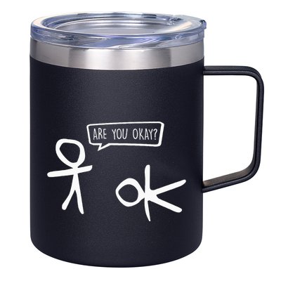 Stickman Are You Ok Cartoon Be Kind Good Help Support 12oz Stainless Steel Coffee Mug