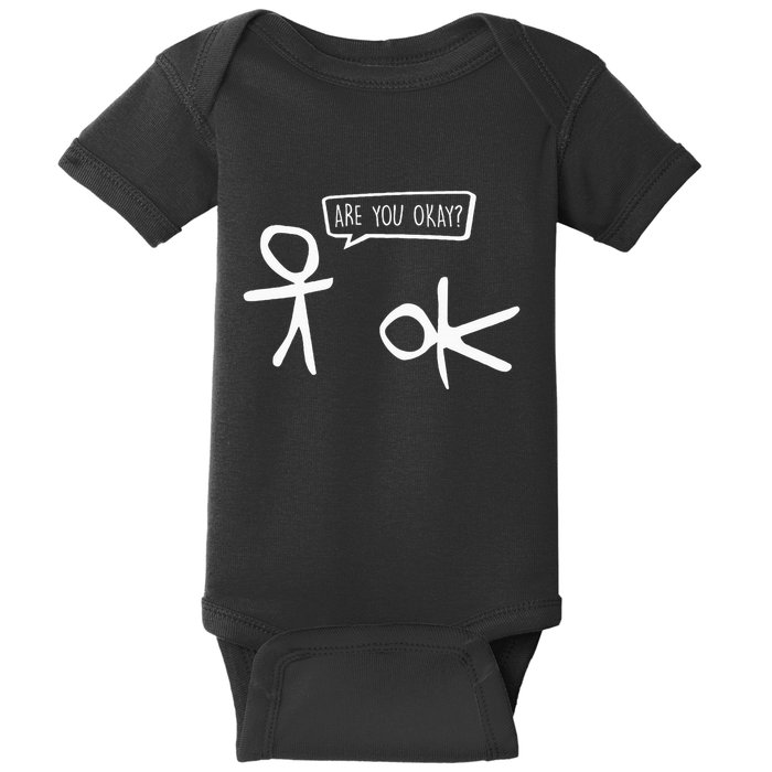 Stickman Are You Ok Cartoon Be Kind Good Help Support Baby Bodysuit