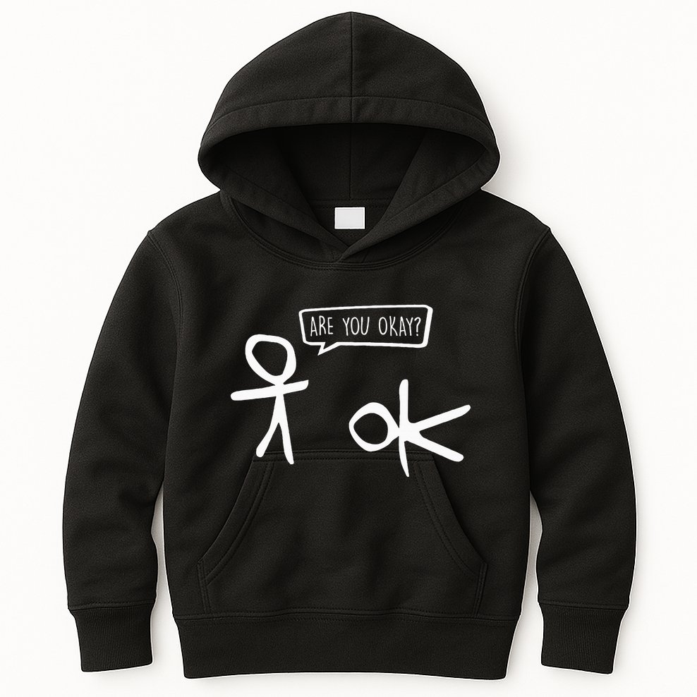 Stickman Are You Ok Cartoon Be Kind Good Help Support Kids Hoodie