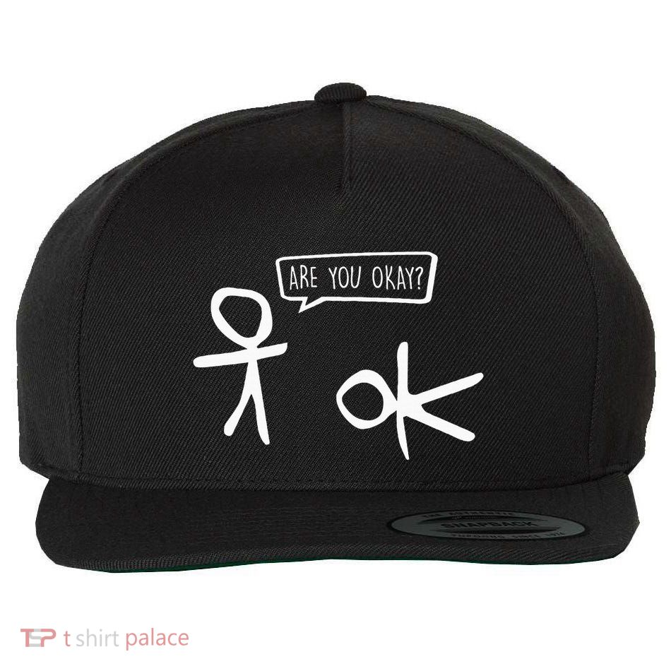 Stickman Are You Ok Cartoon Be Kind Good Help Support Wool Snapback Cap