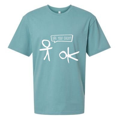 Stickman Are You Ok Cartoon Be Kind Good Help Support Sueded Cloud Jersey T-Shirt