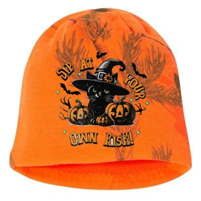 Sit At Your Own Risk Spooky Black Cat Witch Kati - Camo Knit Beanie