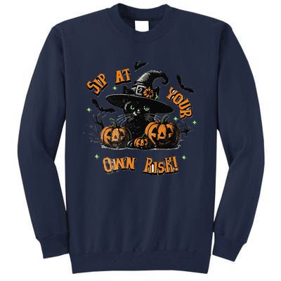 Sit At Your Own Risk Spooky Black Cat Witch Tall Sweatshirt